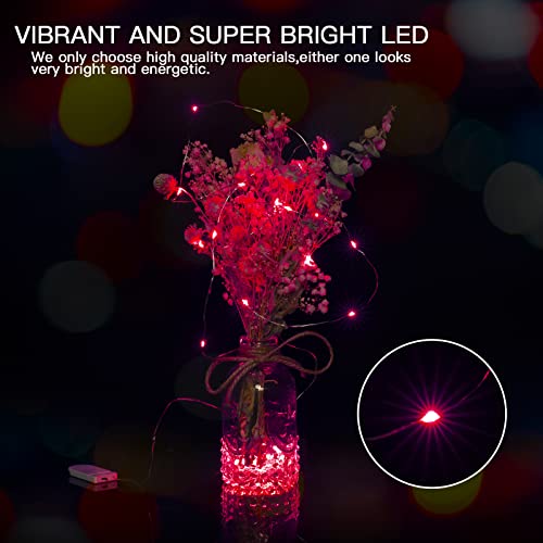 Brightown 12 Pack LED Fairy Lights, Waterproof, Red, 7 Feet, 20 LEDs, Battery Operated, Flexible Silver Wire, Safe, Energy Saving, Long-Lasting, Indoor and Outdoor Use - color: Red, size: 12 Pack