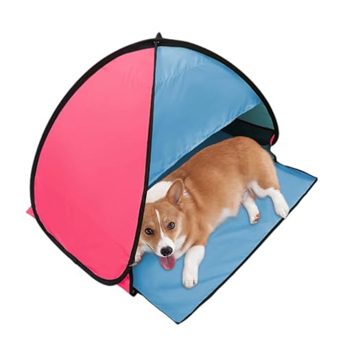 Head Sun Shelter Tent, PopUp Beach Shade Sun Protection Face, Pet Beach Tent, Instant Protection Canopy, Windproof Waterproof Small Breathable Portable for Camping - color: Red and blue
