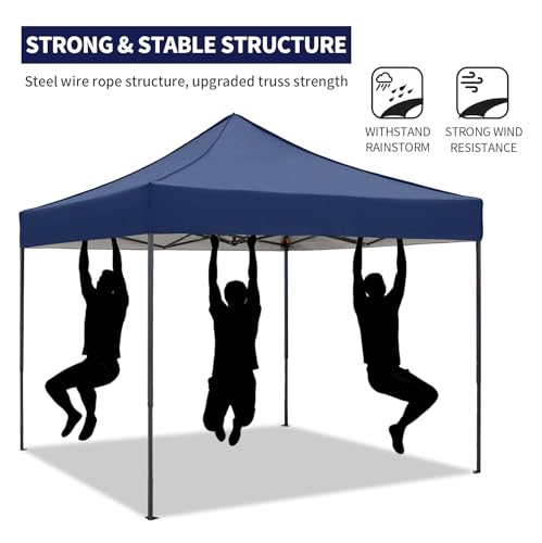 10x10 Pop up Canopy Tent with Sidewalls,Heavy Duty Waterproof Sun Shade Canopy Easy up Canopy with Wheel Bag Commercial Gazebo Tent for Outdoors Parties Vendors Camping Beach (Navy Blue) - color: Navy Blue