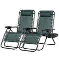Nazhura Set of 2 Relaxing Recliners Patio Chairs Adjustable Steel Mesh Zero Gravity Lounge Chair Beach Chairs with Pillow and Cup Holder (Dark Green) - color: Dark Green