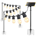 4 Pack Outdoor String Light Poles with Solar Panel & 590 Inch LED String Lights, Heavy Duty Metal Light Pole for Patio, Backyard, Garden, Wedding, Party & Front Porch Decor