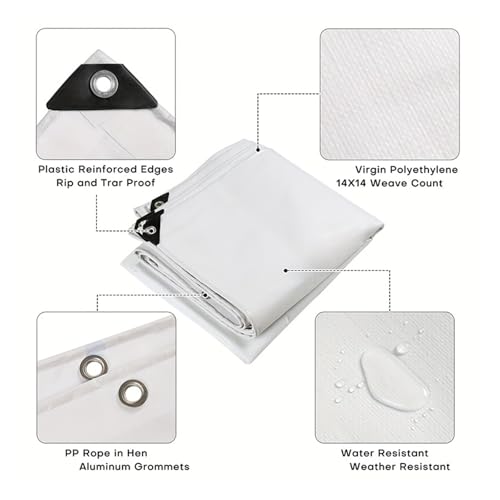 Waterproof Tarpaulin White Awning Tarp Rectangle Sun Shade Sail Camping Yard Garden Patio Outdoor Canopy(White 2x4m) - color: White 2x4m