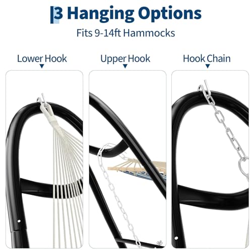 Universal Double Hammock Stand, 550-Pound Capacity, Heavy-Duty Hammock Stand for Outside, Fits 9 to 14 Foot Hammocks, Black - color: Ship-shaped