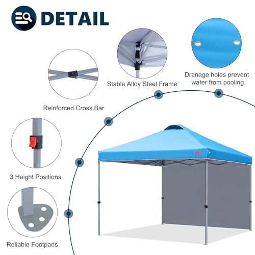 MASTERCANOPY Durable Pop-up Canopy Tent with 1 Sidewall (10'x10',Sky Blue) - color: Sky Blue, size: 10x10