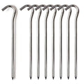 Metal Tent Stakes Heavy Duty 7 Inch Camping Tarp Stakes for Outdoor 8 Pack Garden Edging Fence Hook Metal Ground Stakes for Camping Shelters Tarp Tent Spikes for Canopies Aluminum Tent Stakes
