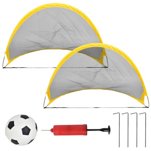 Packable 2 Pack Soccer Goal Pop Up Backyard Portable Soccer Goal Net Foldable Indoor Outdoor Kids Soccer Goal Set Soccer Training Equipment Soccer Ground Stakes