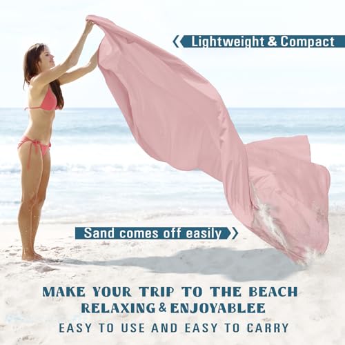 Famstar Beach Blanket Sandproof Waterproof 78''×81''1-5 Adults Oversized,Compact Lightweight Durable Beach Mat for Travel Camping Hiking Picnic Blanket - color: Pink, size: 78''×81''