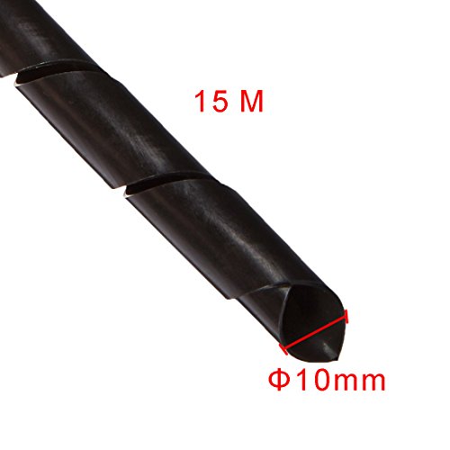 Spiral Cable wrap, 49FT Wire wrap,3/8 inch Spiral Cable Wraps for Cords Covers Bundle Sleeve Hose for Computer, Power,PC, Audio & Video Electrical Wire Organizer RoHS Black - color: Black, size: Dia 10mm-length15m