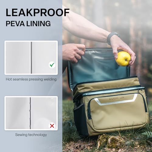 EVERFUN Small Compact Cooler Bag 24/48 Can Insulated Lunch Box Double Deck Soft Leak-Proof Waterproof Collapsible Ice Chest for Men Women Work Travel Car Trip Picnic Beach - color: Green Moss, size: Medium