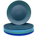 AOYITE Plastic Plates Reusable 10 inch, Unbreakable Dinner Plates set of 12, BPA Free Microwave & Dishwasher Safe Party Plate for Any Occasion, BBQ, Travel, Events (Coastal) - color: Cool Blue Gradient