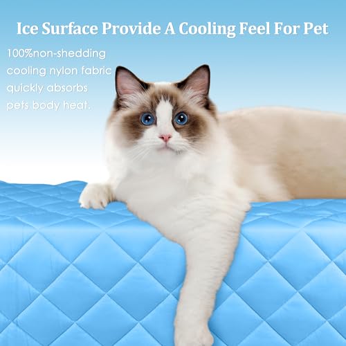 Cooling Blanket for Dogs, Dog Cooling Mat & Bed, Q-MAX>0.42- Lightweight, Durable & Breathable Pet Throw for Sofa, Car and Furniture Protector, Reversible Design, Easy to Clean, 22"x28", Blue - color: Dark blue, size: Small
