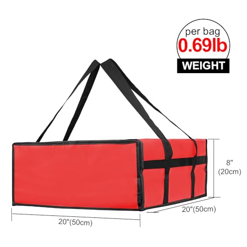 Bodaon Insulated Pizza Delivery Bag, 20" x 20" x 8" Pizza Warmer Bags for Carry Hot, Insulated Food Delivery Bag, Insulated Grocery Bags (Red, 1-Pack) - color: Red, size: 20" x 20" x 8"
