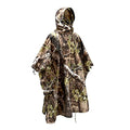 AUSCAMOTEK Camouflage Rain Poncho Hooded Waterproof Camo Raincoat with Blind Pattern for Hunting Hiking Camping Fishing - color: Woodland-green