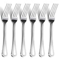 24-Piece Dinner Fork Set, 8-Inch Silverware, Stainless Steel, Elegant Pearl Dot Handle, Dishwasher Safe - color: Polished Silver