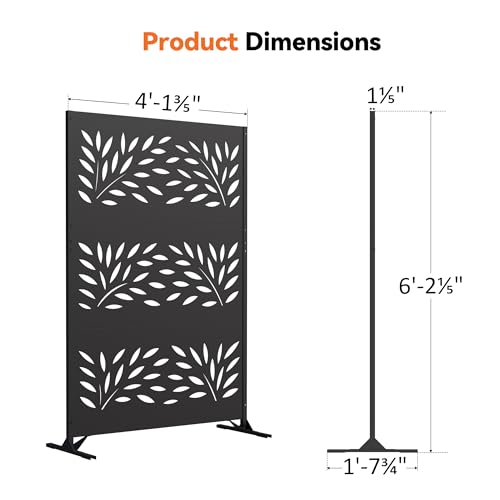 Modern Shade 4x6 FT Metal Privacy Screen with Artistic Modular Designs Decorative Patio Privacy Fence & Garden Divider, Freestanding Outdoor Metal Fence Panel, Weather-Resistant (Willow Drift) - size: 1 Panel (Willow Drift)
