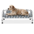 Elevated Raised Outdoor Dog Bed - Cooling Washable Dog Cot with Guardrail, Durable & Breathable Cotton Mesh Pet Hammock Beds with Stainless Steel Pipe Frame for Small Pets (Cushion-(M-)) - size: Cushion-(M-)
