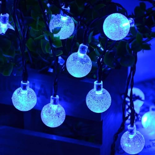 Toodour Solar String Lights Outdoor, 36ft 60 LED Globe String Light with 8 Mode, Waterproof Crystall Ball Lights Solar Patio Lights for Garden, Lawn, Patio, Gazebo, Yard, Outdoor Decor - Blue - color: Blue, size: 36ft