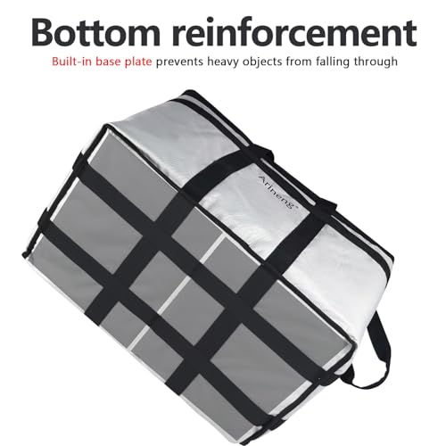 Food Delivery Insulated Bag, Insulated Cold Meal Bag, Built-in Base Plate, For Hot and Cold Food Takeout, Commercial Catering Transportation - 23 * 14 * 15 inches (NO Partitioned, Grey) - color: Grey, style: No Partitioned
