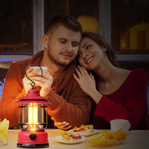 Retor LED Pink Camping Lanterns 1 Pack 1500 LM Step-Less Dimming Lightweight Battery Powered USB Rechargeable Flashlights Survival Kits Home Garden Yard Emergency Outages Hiking Lantern Light - color: Pink