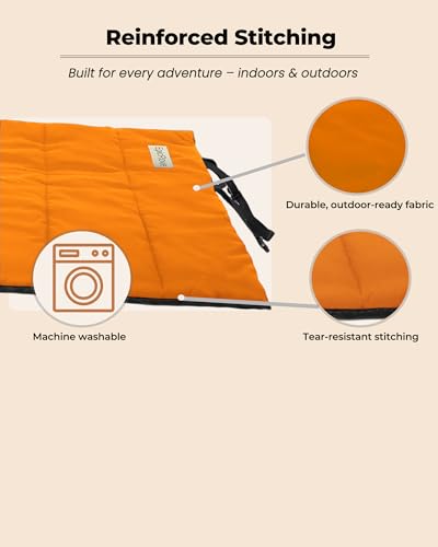 RovePad Trail Dog Bed Mat 43"x27" – Waterproof Non Slip Outdoor Travel Mat for Camping & Car – Silent Peachskin Roll-Up Pad for Medium & Large Dogs, Machine Washable - color: Orange