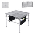 C Square Folding Height Adjustable Aluminum Table - 23.6"x23.6" White, Mesh Bag, Carry Handle, Ideal for Grill, Camping, Outdoor, Card Games