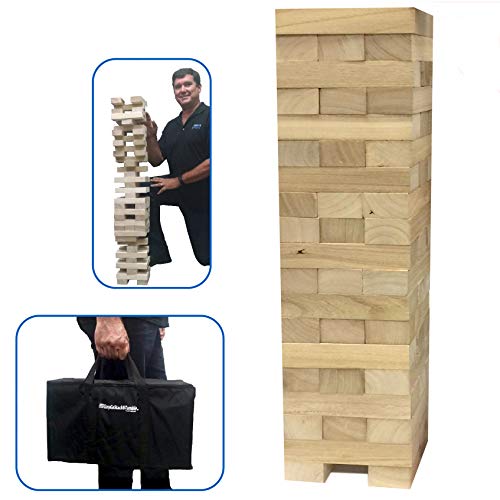 EasyGoProducts 54 Piece Large Wood Block Stack & Tumble Tower Toppling Blocks Game Great for Game Nights for Kids, Adults & FamilyStorage Bag
