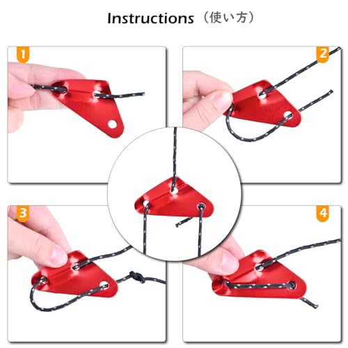 TRIWONDER Guyline Cord Adjuster Rope Tensioner Tent Guy Line Paracord Tightener Loop Alien Aluminum Alloy for Camping Hiking (Red (Triangle Shape) - 12 Pack) - color: Triangle Shape - Red (12 Pack)