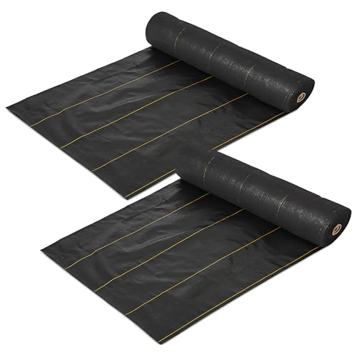 Dewitt 2-Pack Pro-5 Weed Barrier Fabric 5 oz, 6 x 250 Feet – Heavy-Duty Woven Landscape Ground Cover Mat for Raised Garden Bed, Greenhouse Gardening, Outdoor Landscaping, and Commercial Planting - size: 2 Pack, style: 6' x 250'