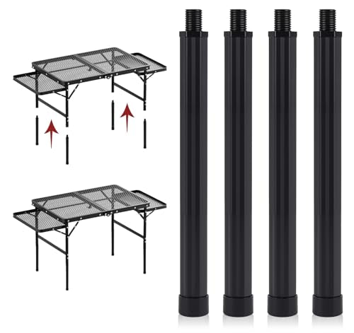 4 Pack Folding Camping Table Legs, 14" Aluminum Alloy Replacement Legs 26" & 30" Camping Tables, Black - style: 4x Grill Table Legs
