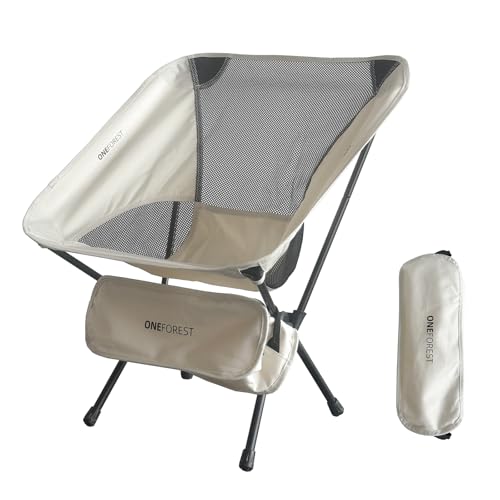 ONEFOREST Camping Chair, Foldable Portable Backpacking Chair for Beach Camp Hiking Outdoor Sport, Beige - color: Beige