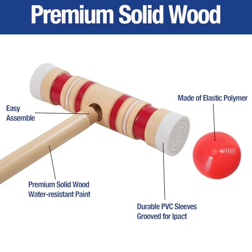Croquet Set 35'' with Wooden Mallets, Colored Balls, Sturdy Carrying Bag for Adults &Kids, Perfect for Lawn,Backyard,Park and More - size: Croquet Set-35''