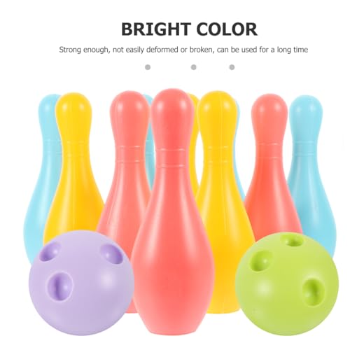 VOSAREA 1Set Plastic Bowling for Indoor Outdoor Recreational Bowling Plaything Fun Pin and Ball for Parties