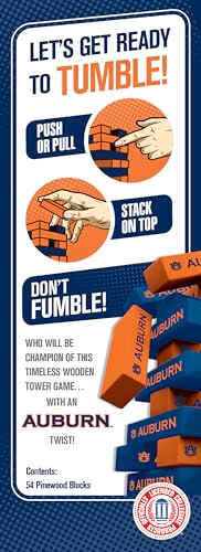 Baby Fanatic MasterPieces Game Day - NCAA Auburn Tigers - Officially Licensed Tumble Tower, Real Wood Blocks - style: Auburn Tigers