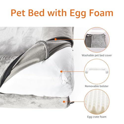 Amazon Basics Dog Bed with Cooling Gel Memory Foam, Pressure-Relief Support for Dogs up to 55lbs, Non-Slip Bottom, Machine Washable Cover, Large Sized (36" x 27"), Taupe - color: Taupe, size: Large, style: Sofa-Style Bed