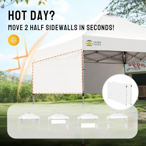 CROWN SHADES 10x10 Pop up Canopy Tent Instant Canopy with 150D Silver Coated Fabric Including 2 Half Sidewalls, 4 Ropes, 8 Stakes, 4 Weight Bags, STO 'N Go Bag, Grid White - color: Grid White