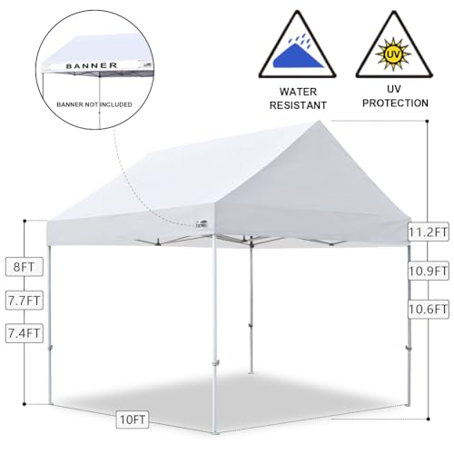 Eurmax USA Patented 10x10 Pop Up Canopy Tent Party Tent Commercial Instant Canopies Shelter with Heavy Duty Roller Bag,Bonus 4 Sand Bags (Snow White) - color: White, size: 10x10 Patented