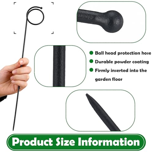 Shimeyao 10 Pack 14.5 Inch Ball End Garden Hose Guide Stakes, Heavy Duty Metal Hose Guard Spike, Water Pipe Guides for Outside Yard Lawn, Keep Hoses Out of Flower Beds to Protect Plants