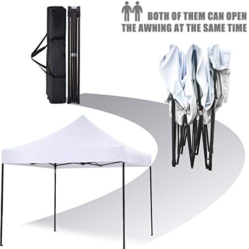 FDW Canopy Tent, Commercial Instant 10x10 Heavy Duty Canopy, 300D Waterproof Adjustable Canopy with Wheeled Carry Bag, 4 Sandbags and 4 Stakes - color: White