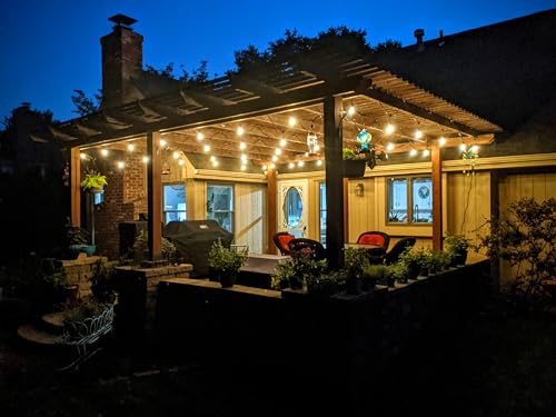 Brightech Ambience Pro - Waterproof LED Outdoor String Lights - Hanging, Dimmable 2W Vintage Edison Bulbs - 48 Ft Commercial Grade Patio Lights Create Cafe Ambience In Your Backyard - style: 48 Foot - Soft White (2700K)