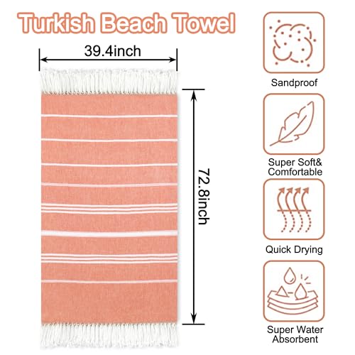 Beach Towel 2 Pack,Sand Free Beach Towels Oversized 39 x 72,Turkish Beach Towel Quick Dry Towel,Lightweight Pool Towels for Adults Travel Towel,Cool Beach Essentials Super Absorbent Towels - color: 2 Pack 0range