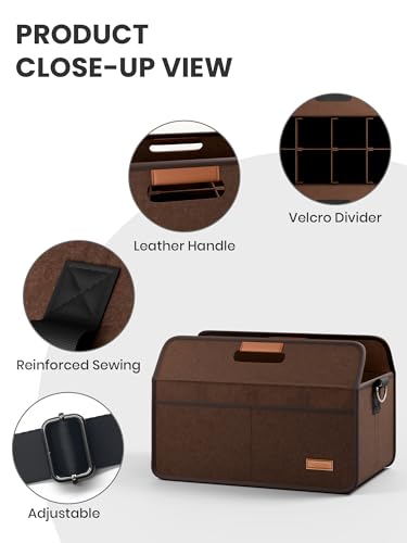 Fluxynara 8-Cup Reusable Felt Drink Carrier with Handle and Adjustable Shoulder Strap, Drink Holder for Car, Multi-Cup Drink Carrier Bag for Delivery, Travel, Picnics (Coffee Brown) - color: Coffee Brown, size: 8 Cups