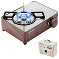 Odoland 7500BTU Camping Butane Stove with Compact Carry Case, CSA Certified Portable Gas Stove for Backpacking,Picnic,Outdoor Adventures,Brown - color: Brown