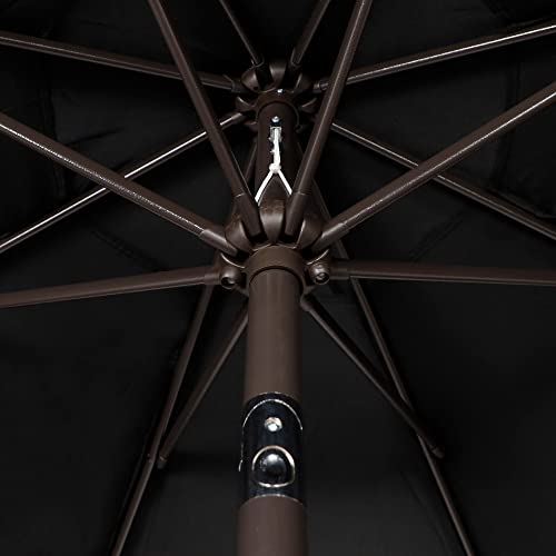 Blissun 9' Outdoor Patio Umbrella, Outdoor Table Umbrella, Yard Umbrella, Market Umbrella with 8 Sturdy Ribs, Push Button Tilt and Crank - color: Black