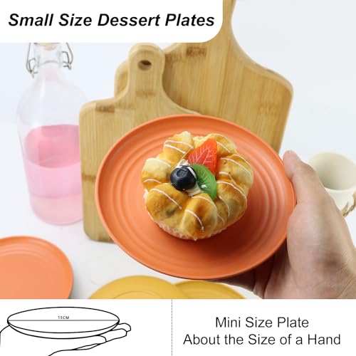 Homienly 5.7 Inch Small Plates-Wheat Straw Mini Plate, Unbreakable Plate Set Ideal for Dessert, Appetizers, Small Serving, Side Dish, Lightweight Dessert Dishes Plates, Set of 8, Colorful - color: Classic Bright, size: 5.7 inch
