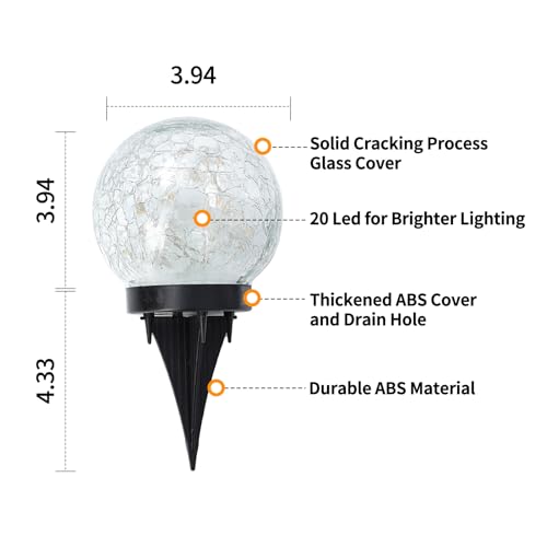 JKIMK Solar Globe Lights Outdoor Waterproof-Solar Balls Garden-Cracked Glass Ball Solar Lights Outdoor-Solar Orbs Outside-Outdoor Decorations Patio & Yard Lawn Backyard Decor - color: Multicolor, size: 6 Globes