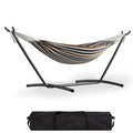 GarveeLife Double 2 Person Hammock, Indoor Outdoor Standing Hammock with Space Saving Steel Stand, Carry Bag, 450 LBS Weight Capacity, Suitable for Garden Camping Beach, Coffee - color: Coffee