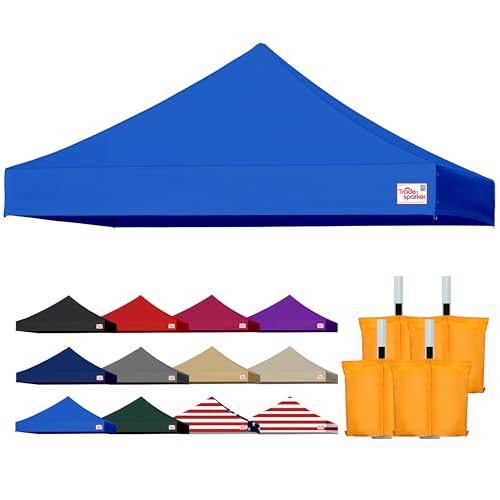 Tradesparker 10x10 Commercial Pop Up Canopy Replacement Top-Windproof D-Rings+Banner Grommets+Loop Pile Wall System,Ez Canopy Cover ONLY-Frame/Side Walls NOT Included(Blue) - color: Blue, size: 10x10