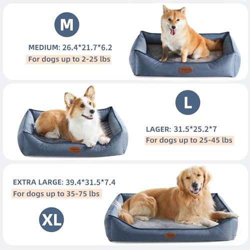 Tidore Orthopedic Dog Beds for Medium Dogs, Durable Egg Crate Foam Sofa Dog Bed wit Washable Removable Cover,Waterproof Lining,Pet Bed for Large Dogs (Denim Blue, 39.4" L x 31.5" W x 7.4" Th) - color: Denim Blue, size: 39.4"L x 31.5"W x 7.4"Th