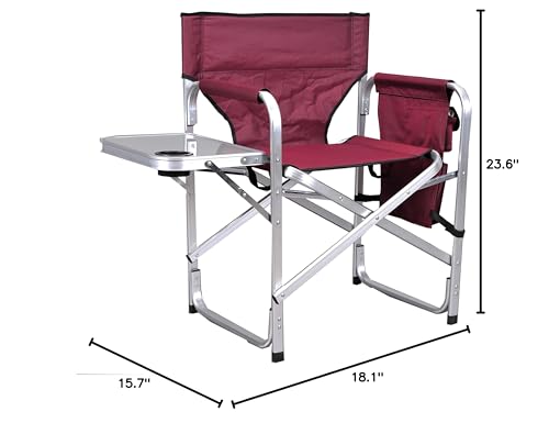 Stylish Camping Full Back Folding Director's Chair - color: Burgundy