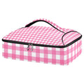 Casserole Carriers for Hot or Cold Food Reusable Casserole Dish Carrier Insulated Thermal Large Capacity Durable Perfect for Party Camping Family Gatherings Yellow Fish - color: Pink Plaid